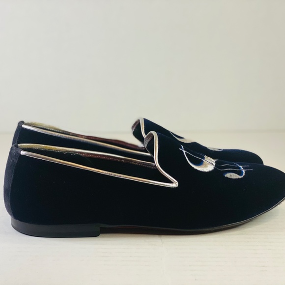 NAVY BLUE VELVET MENS LOAFER W/MONEY SIGN SIZE 10 main image 4